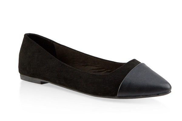 Faux Leather Pointed Toe Flats