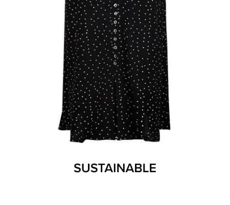 Spot print midi dress in sustainable viscose black