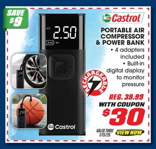 Castrol Portable Air Compressor and Power Bank