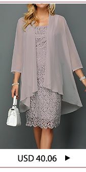 Chiffon Cardigan and Light Grey Sleeveless Lace Dress