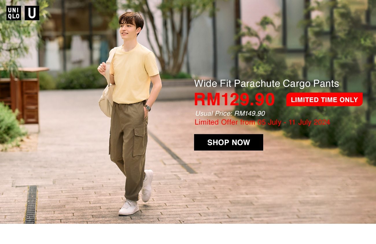 Wide Fit Parachute Cargo Pants