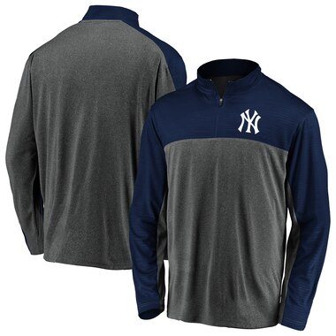 New York Yankees Fanatics Branded Windshirt Quarter-Zip Pullover Jacket - Charcoal/Navy