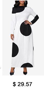 White Long Sleeve Dot Print Maxi Dress