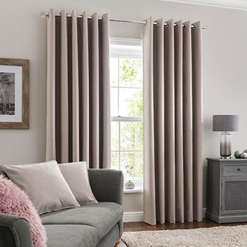 Luna Brushed Pebble Blackout Eyelet Curtains