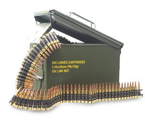 Magtech M27 Linked Ammo, 5.56x45mm, FMJ, 55 Grain, 800 Linked Rounds in Ammo Can