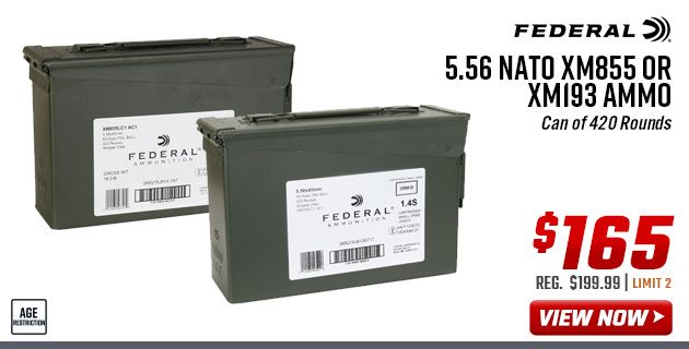 Federal 5.56 NATO XM855 or XM193 Ammo Can of 420 Rounds