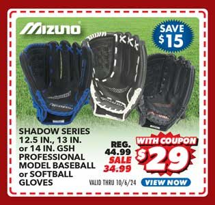 Mizuno Shadow Series 12.5'', 13'' or 14'' Professional Model Baseball or Softball Glove