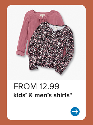 Two girls tops. From 12.99 kids' and men's shirts.