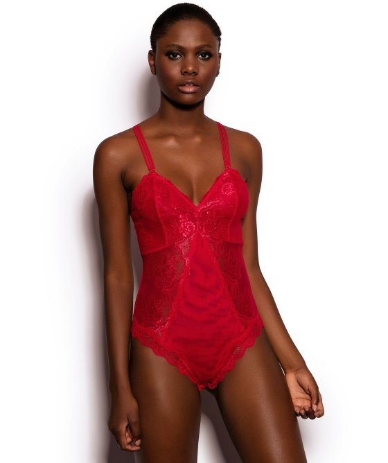 Isabella Crystal Bodysuit - Red