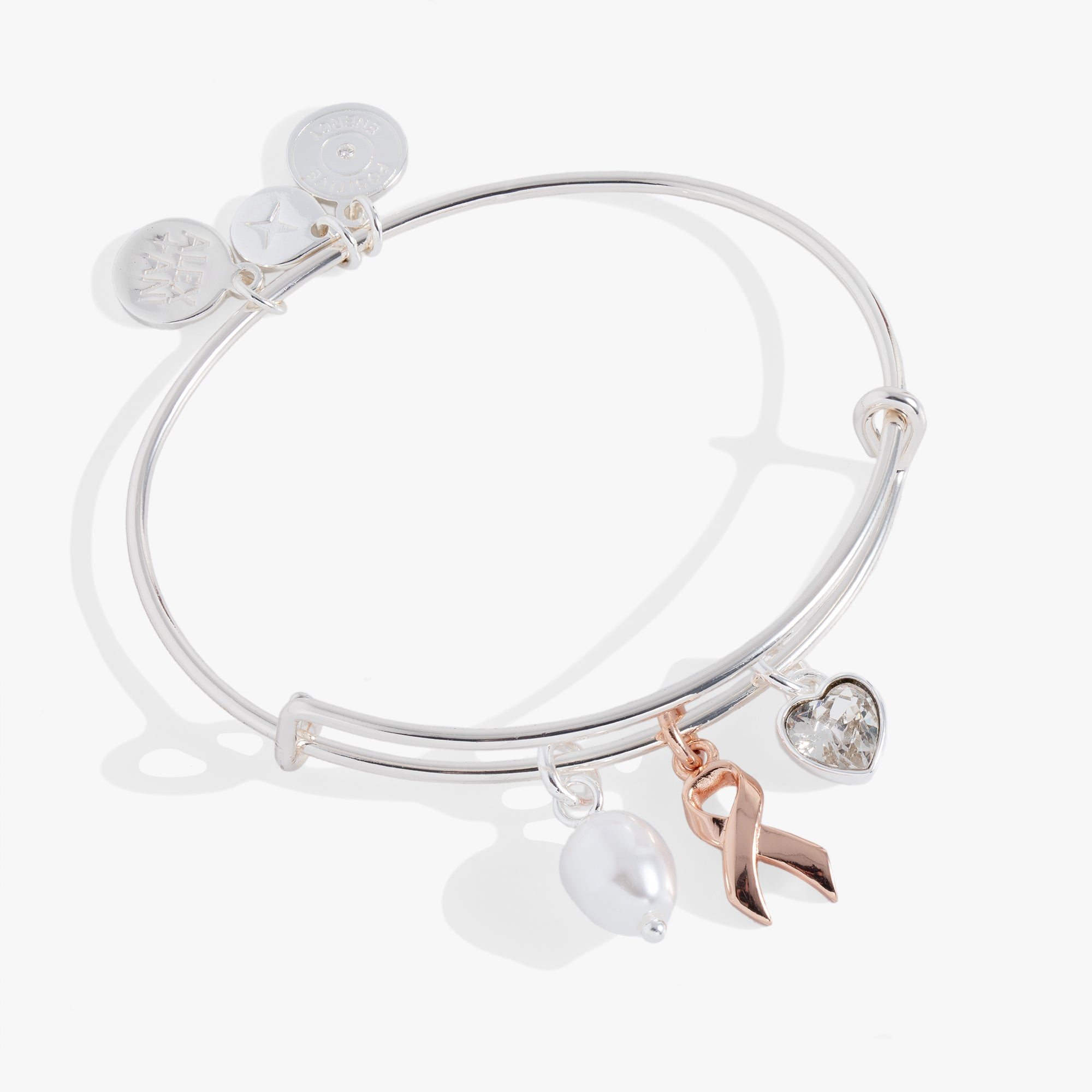 Image of Breast Cancer Awareness Triple Charm Bangle