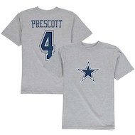 Youth Dak Prescott Gray Dallas Cowboys Haven Distressed Name & Number T-Shirt
