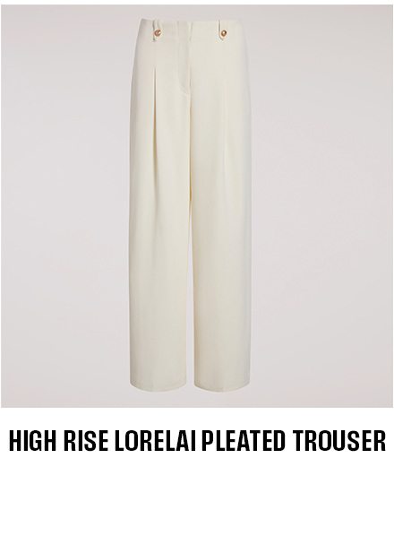 High Rise Lorelai Pleated Trouser (Cream)