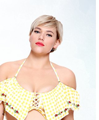 Belle Gingham Flounce Swim Top Plus Size