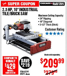  10 in. 2.5 HP Tile/Brick Saw