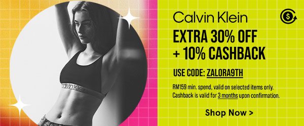 Calvin Klein Extra 30% Off + 10% Cashback