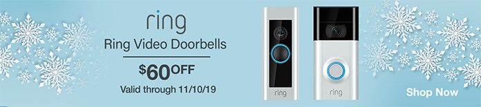Ring Video Doorbells $6 OFF. Valid through 11/10/19.