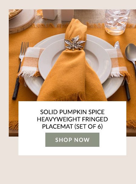 Solid Pumpkin Spice Heavyweight Fringed Placemat (Set of 6) 
