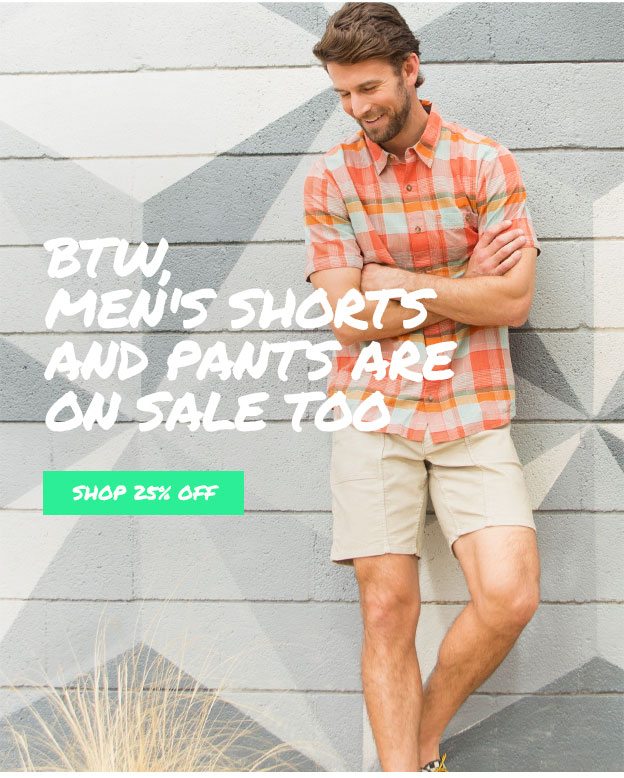 Men's bottoms are on sale, too