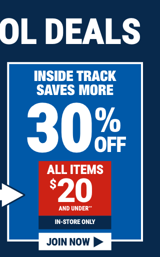 Inside Track Saves More - Spend $49.99 - Get a Tool for Free