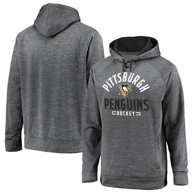 Pittsburgh Penguins Fanatics Branded Battle Charged Raglan Pullover Hoodie - Gray