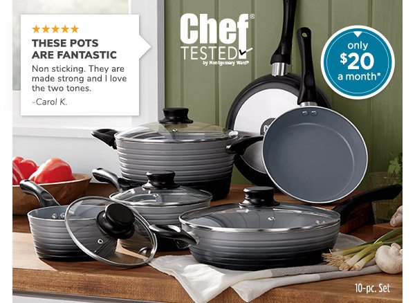 Photo of Chef Tested 10-Piece 2-Tone Ribbed Cookware Set - only $20 a month*