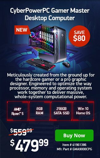 CyberpowerPC Gamer Master Ryzen 5 8GB 256GB SSD | 41961386 | Shop Now