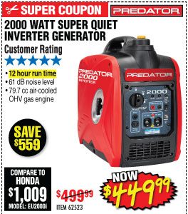 View 2000 Watt Super Quiet Inverter Generator