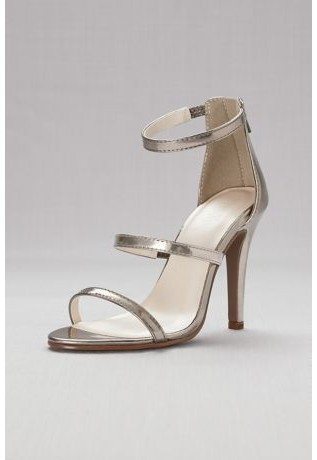 Triple-Strap Metallic Stiletto Sandals
