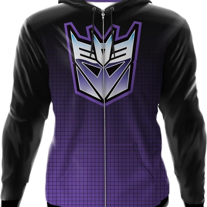 Icon Fade Activewear Transformers Decepticon Premium Zippered Hooded Jacket