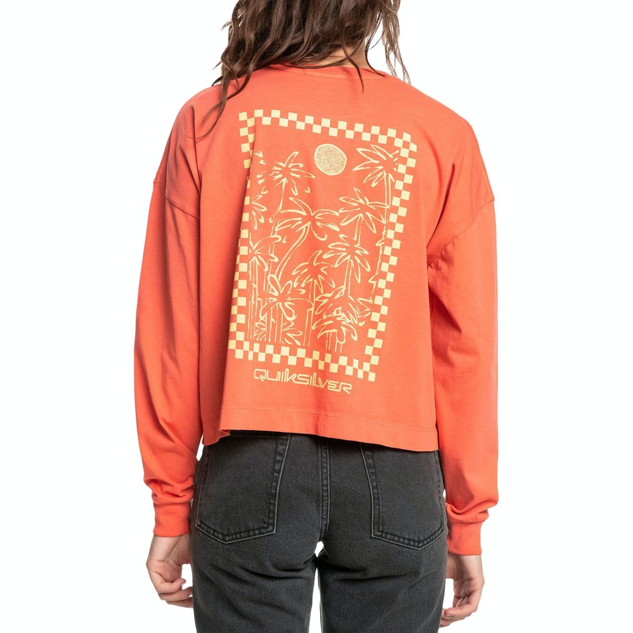 Quiksilver Oversized Crop Womens Long Sleeve T-Shirt - Guava