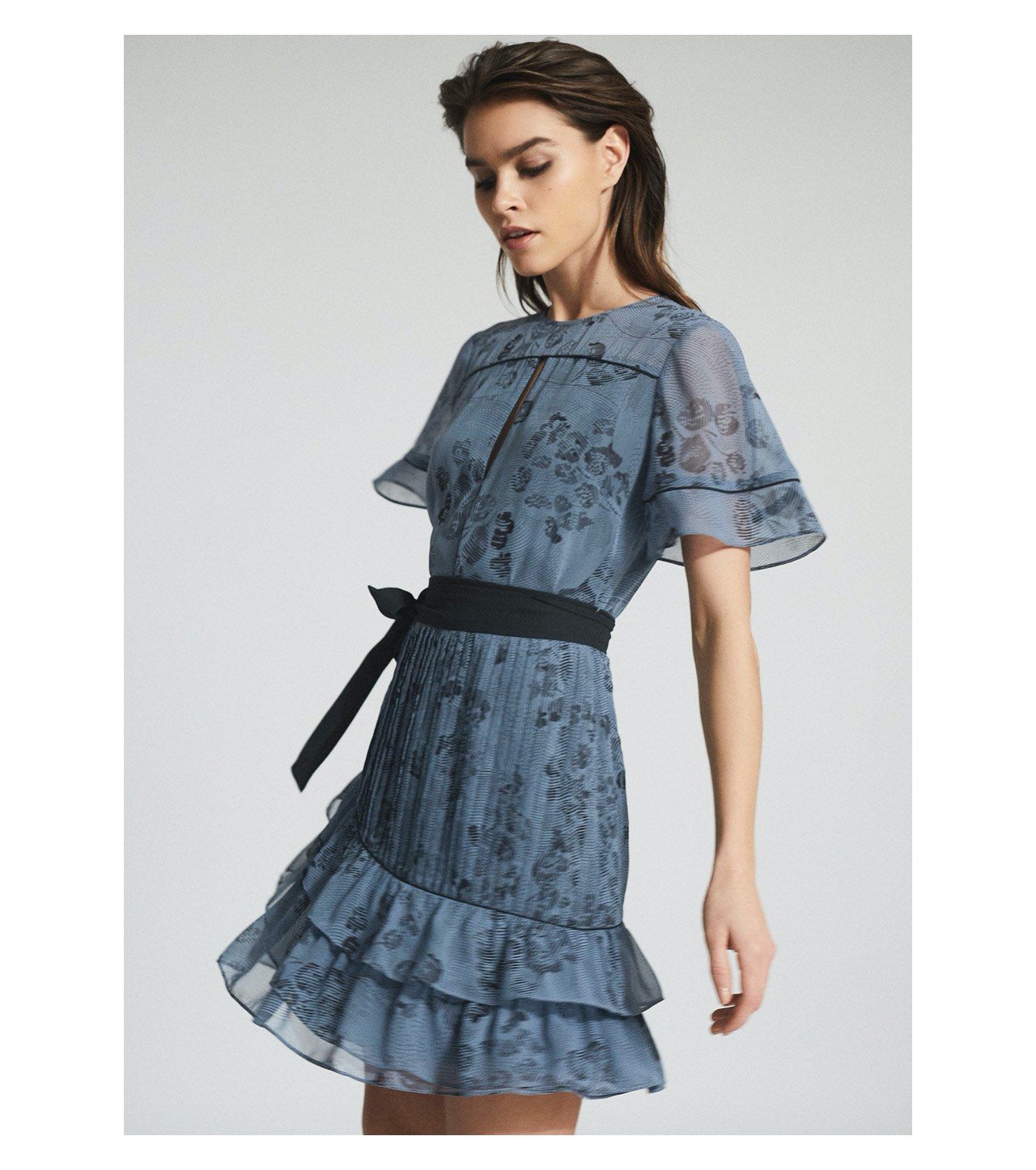 Dani Blue Floral Printed Mini Dress
