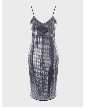 Womens Silver Sequin Strappy Dress