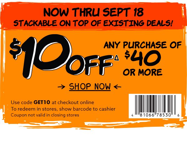 $10 off $40 or more