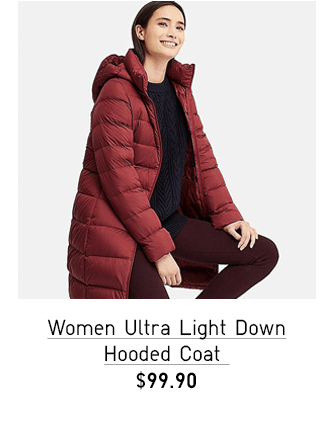 WOMEN ULTRA LIGHT DOWN HOODED COAT $99.90