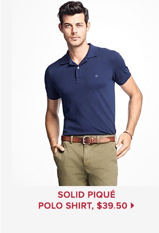 SOLID PIQUE POLO SHIRT, $39.50