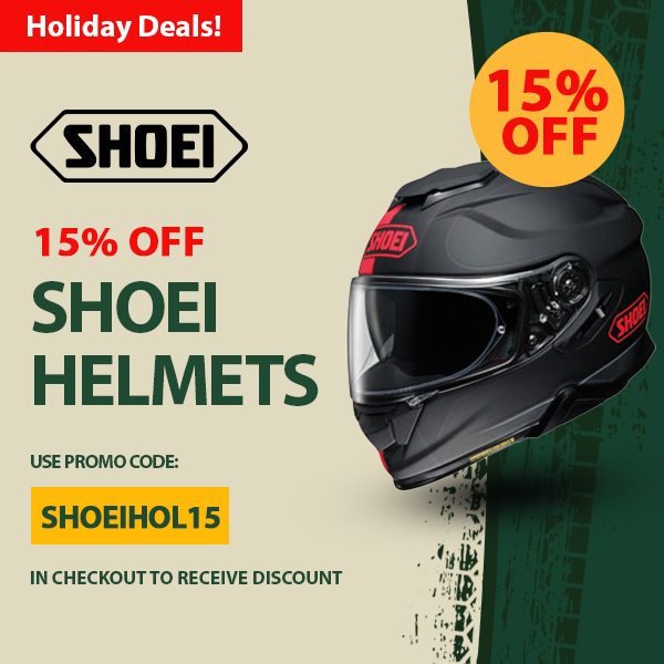 15% Off on Shoei Helmets. Use Promo Code SHOEIHOL15 in checkout