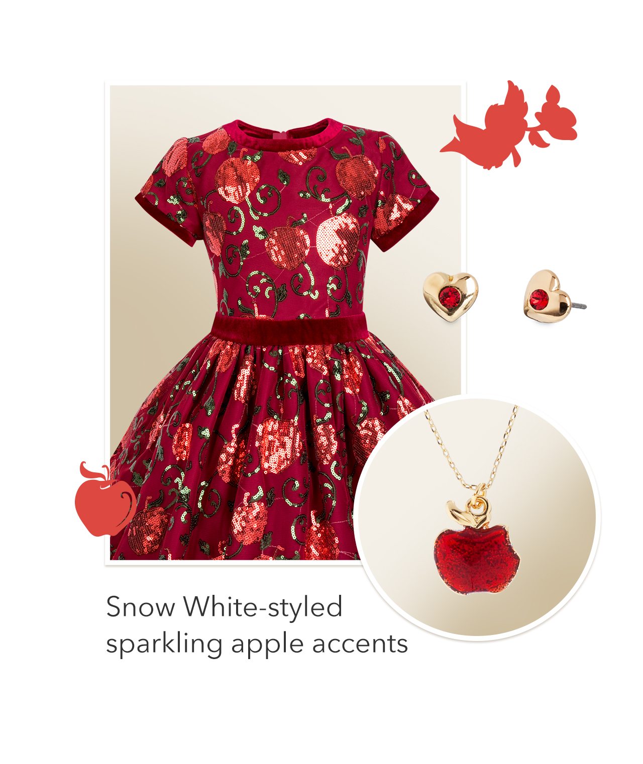 Snow White-styled sparkling apple accents | Shop Now