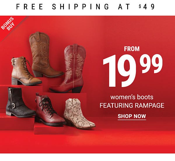 Bonus Buy - Women's boots featuring Rampage from $19.99 + Free shipping at $49. Shop Now.