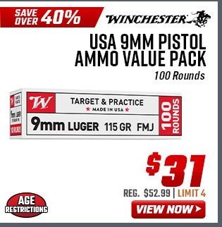 Winchester USA 9mm Pistol Ammo Value Pack