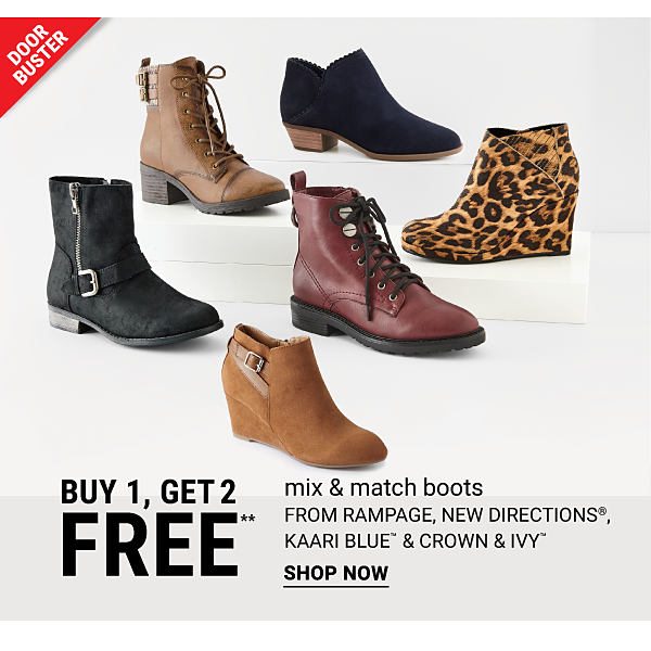 Buy1, Get 2 FREE Mix & Match Boots - Shop Now