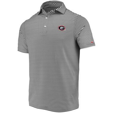 Vineyard Vines Georgia Bulldogs Black Winstead Stripe Sankaty Performance Polo