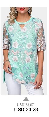 Faux Pearl Embellished Keyhole Neckline Blouse