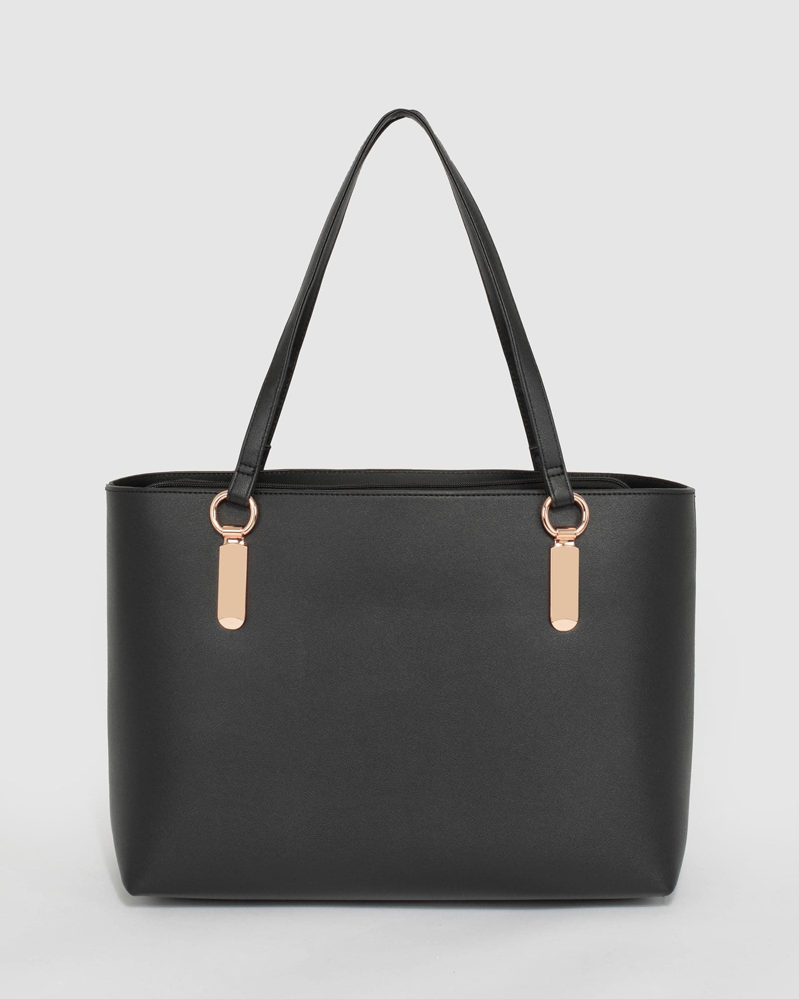 Image of Black Angelina Tote Bag With Gold Hardware