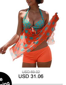 Asymmetric Hem Padded Open Back Printed Tankini Set