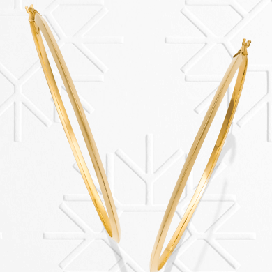 Squared Tube Hoop Earrings 10K Yellow Gold 73mm