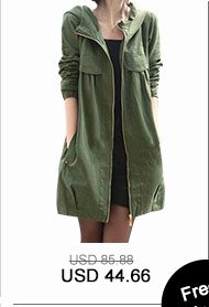 Hooded Collar Zipper Up Pocket Army Green Coat