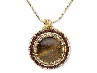 Embellish a Tiger Eye Cabochon with Seed Beads