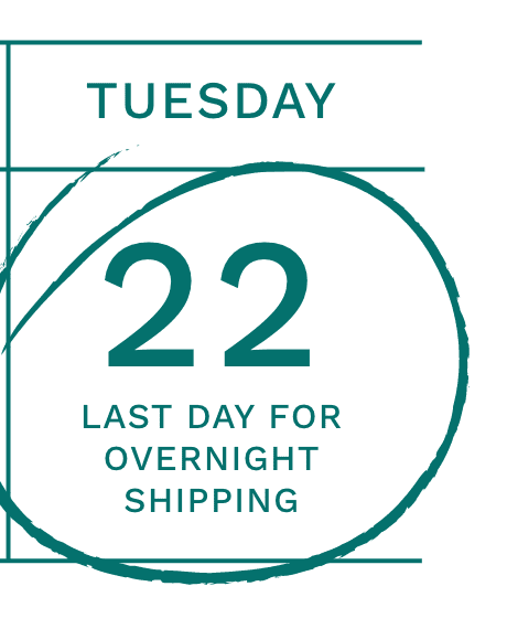 Tuesday, Dec. 22 Last Day for Overnight Shipping