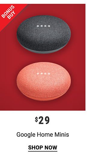 Bonus Buy - $29 Google Home Minis. Shop Now.