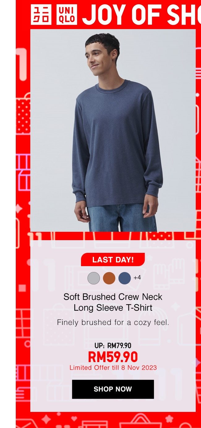 Soft Brushed Crew Neck Long Sleeve T-Shirt